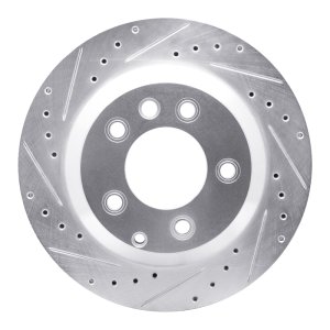 Audi Q7 Brake Rotor (1) - Rear Left - R1 Concepts - Drilled & Slotted - Silver - `03-`18